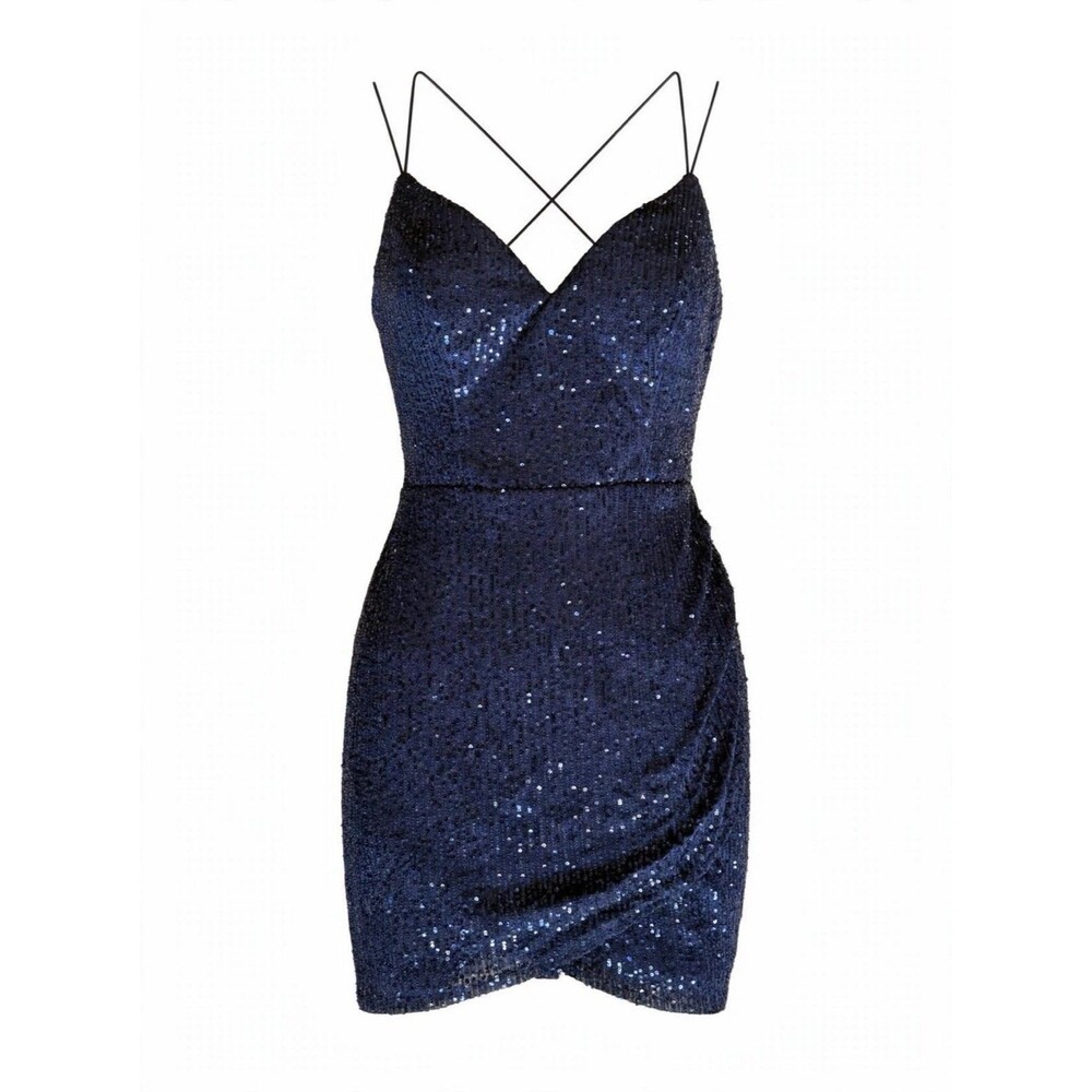 Windsor L Navy Blue Sequin Mini Dress Short Party Cocktail Formal Vacation